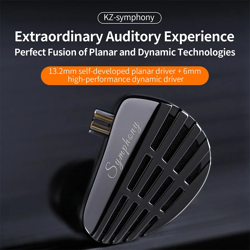 KZ Symphony Hybrid Self-developed Planar Driver 6mm Highsets-performance Dynamic Driver Earphones HIFI DJ Gaming Headsets