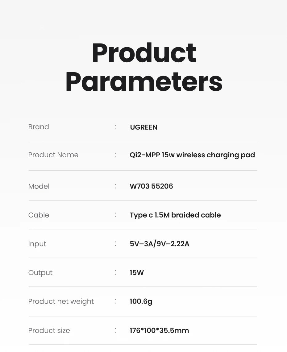 UGREEN Qi2 15W Magnetic Wireless Charger For iPhone 16 15 pro max Magnet Induction Charger for Macsafe Wireless Charging Pad