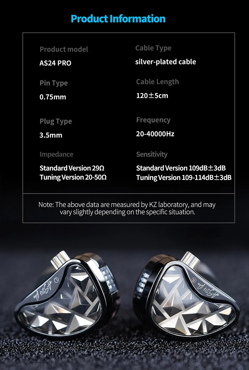 KZ AS24 PRO 24 BA Units HIFI Earphones Upgraded Balanced Armature Drive Tunable in Ear Wired Gaming Earbuds