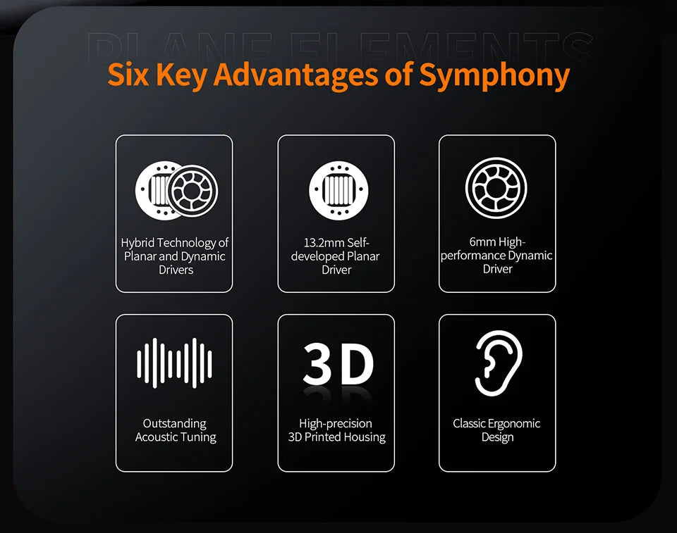 KZ Symphony Hybrid Self-developed Planar Driver 6mm Highsets-performance Dynamic Driver Earphones HIFI DJ Gaming Headsets