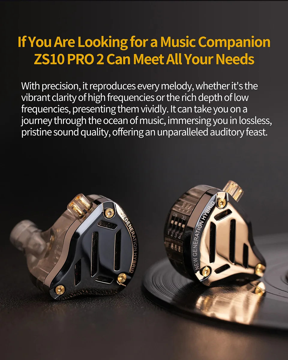 KZ ZS10 Pro 2 Metal Earphone HIFI In Ear Bass Earbud 4-Level Tuning Switch Headphone Sport Monitor Sound Noise Reduction Headset