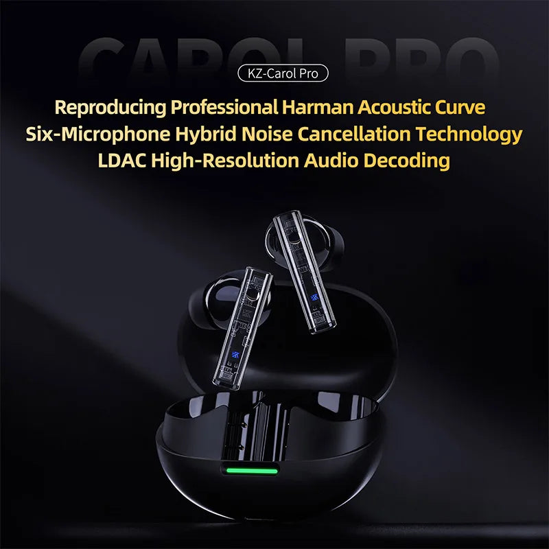 KZ Carol Pro TWS Bluetooth 5.4 Earphone 6 MIC Active Noise Canceling True Wireless waterproof in-Ear Earbud
