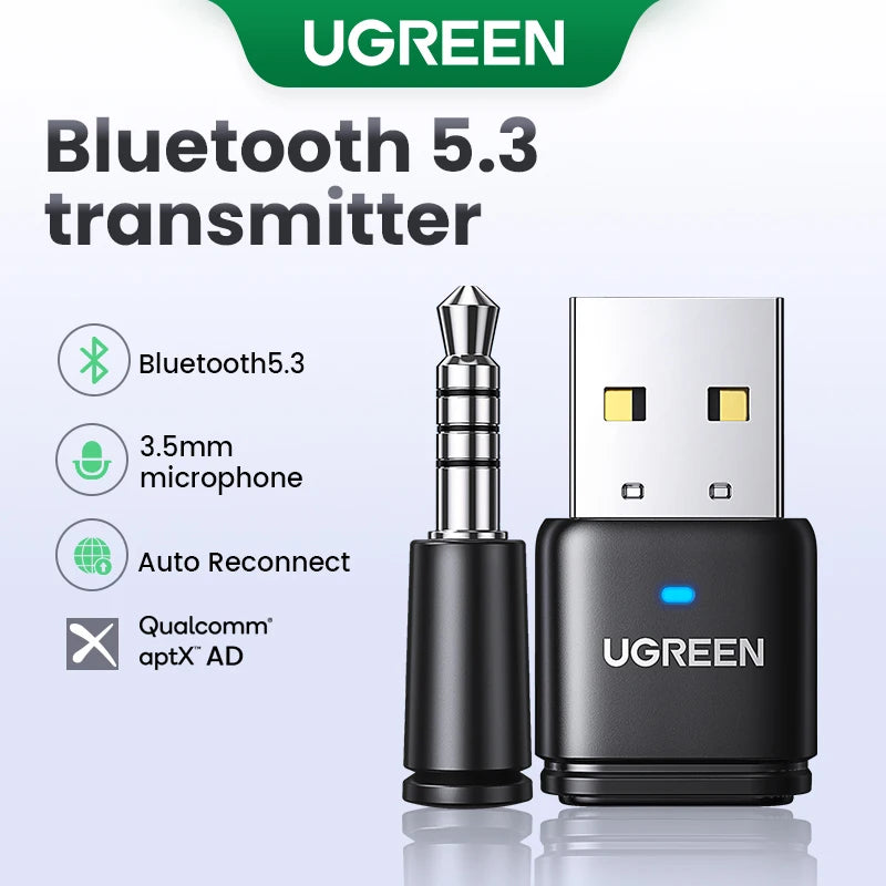 USB Bluetooth 5.3 Transmitter aptX HD AD Audio Adapter for PS5 PS4 Nintendo Switch Headset Speaker Mic Bluetooth Receiver