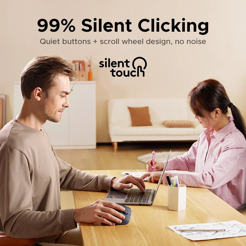 UGREEN Wireless Mouse Vertical 2.4G Ergonomic 4000DPI 6 Mute Buttons for MacBook Tablet Laptops Computer PC Mice Black Pink