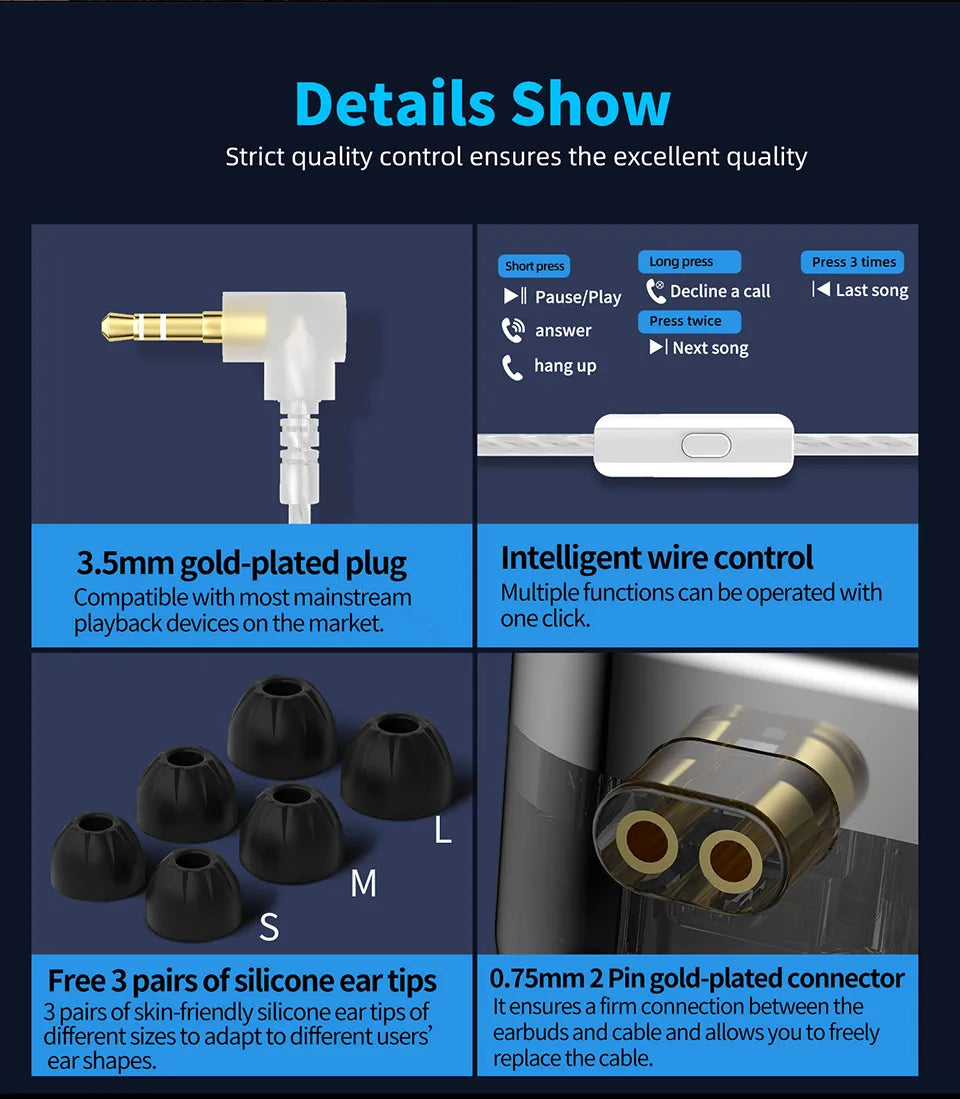 KZ AS24 PRO 24 BA Units HIFI Earphones Upgraded Balanced Armature Drive Tunable in Ear Wired Gaming Earbuds