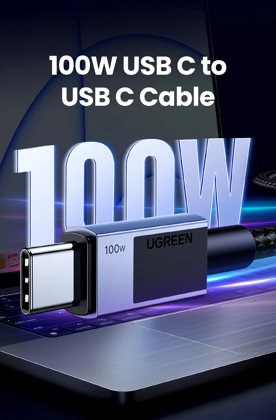 UGREEN USB Type C 60W 100W Fast Charging For Macbook iPhone 15 Samsung Galaxy S2 Xiaomi PD Fast Charging 100W 5A Fast USB C
