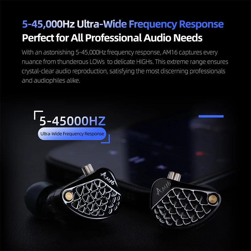 KZ AM16 In Ear Wired Earphones 16BA Balanced Armature HIFI Bass Monitor Headphones Noise Cancelling Earbuds Sport Headset