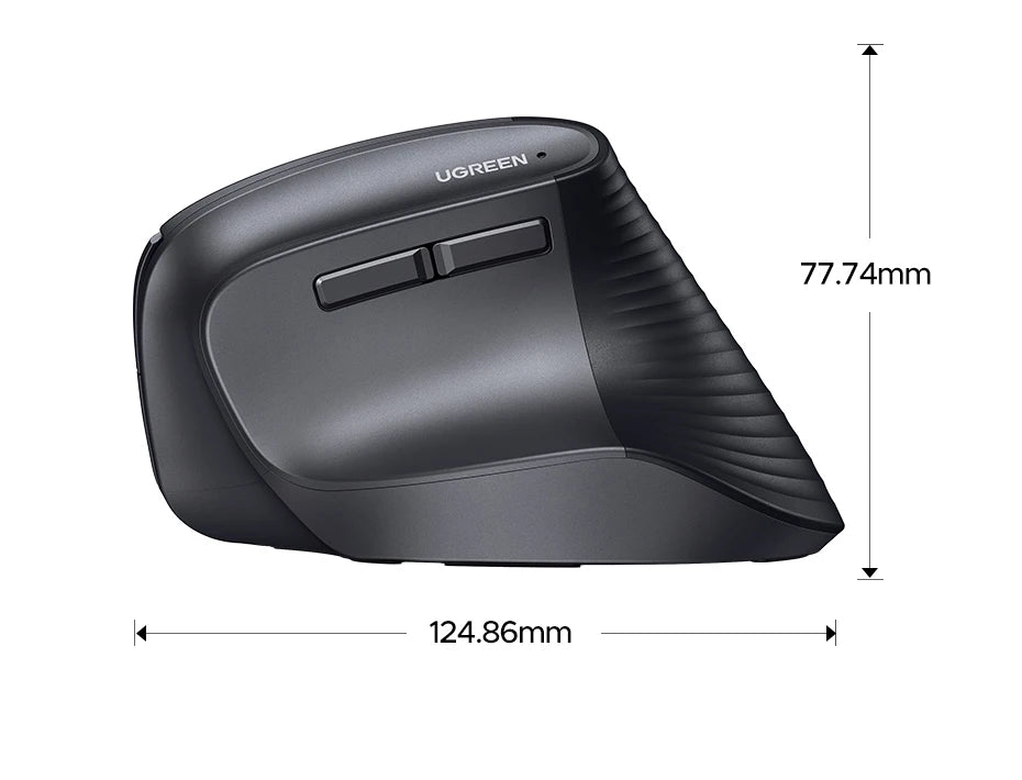 UGREEN Wireless Mouse Vertical 2.4G Ergonomic 4000DPI 6 Mute Buttons for MacBook Tablet Laptops Computer PC Mice Black Pink