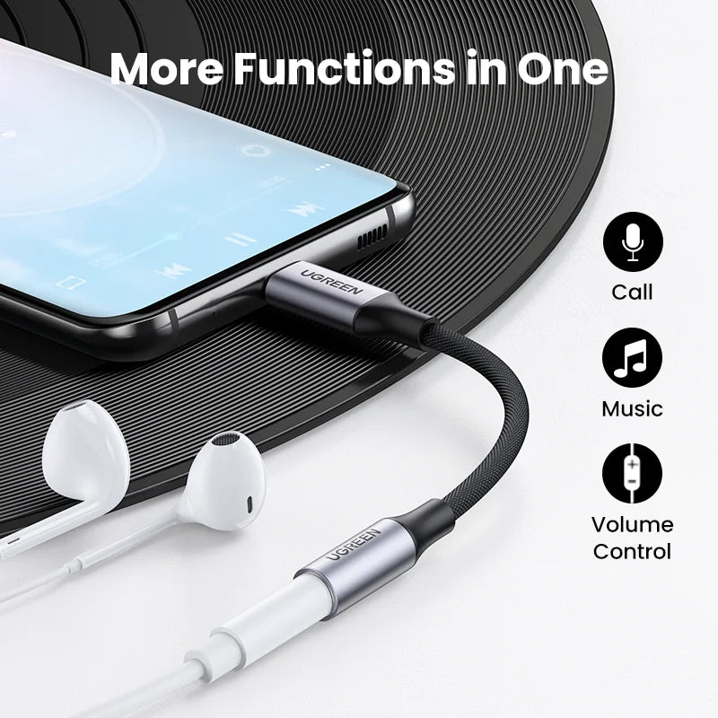 UGREEN USB Type C to 3.5mm Earphone USB C Cable USB C to 3.5 Headphone Adapter Audio Cable For Xiaomi Mi10 HUAWEI P30 Oneplus 9