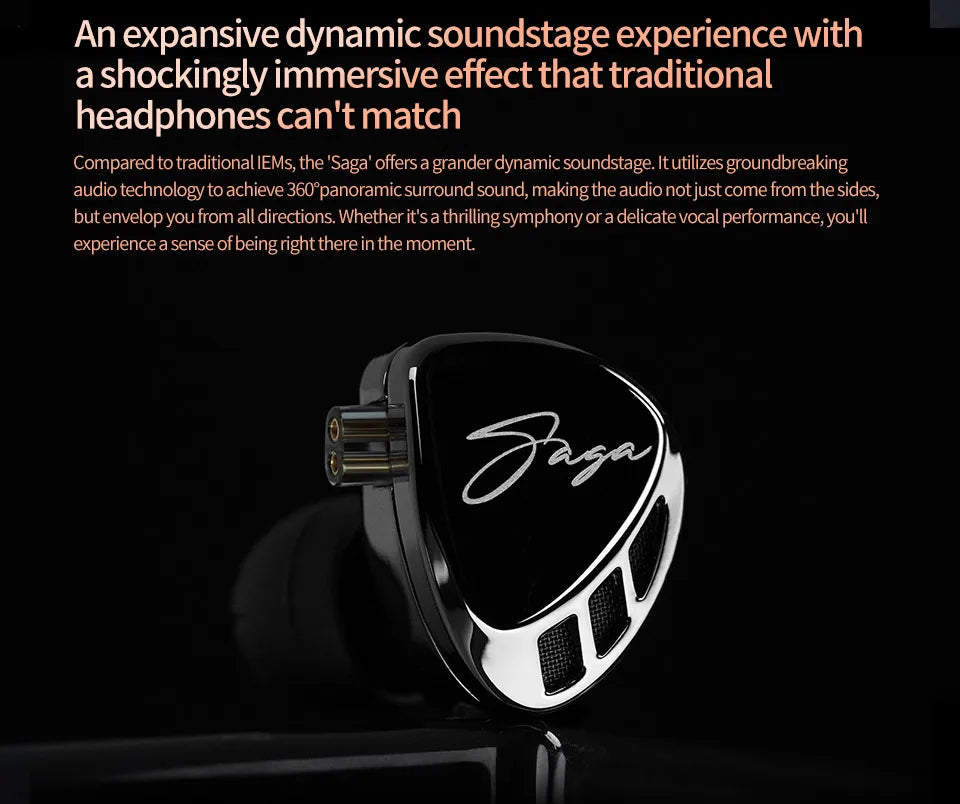 KZ Saga Wired Earphones Stage Live Monitor Sport Headphones HiFi Stereo Bass Fever Music Metal Earbuds Gaming Headset