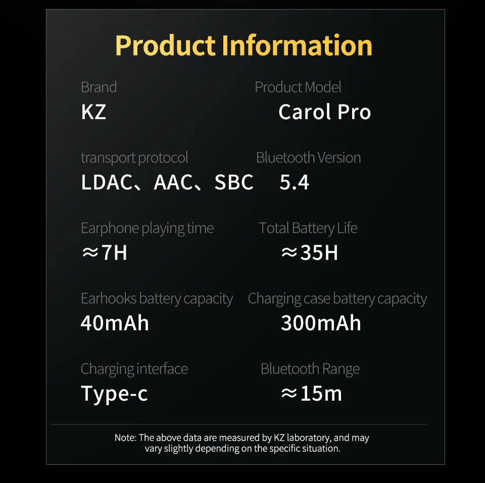 KZ Carol Pro TWS Bluetooth 5.4 Earphone 6 MIC Active Noise Canceling True Wireless waterproof in-Ear Earbud