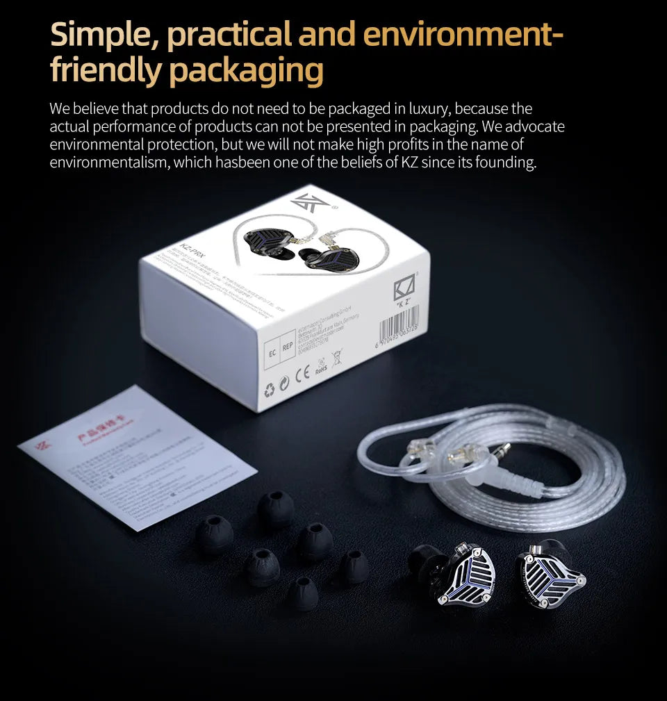 KZ PRX In Ear Planar Driver Wired Earphones Music Headphones HiFi Bass Monitor Earbuds Sport Headset