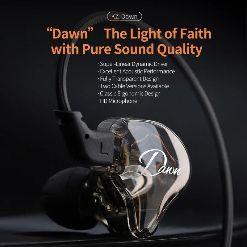 KZ Dawn Earphones Bass In Ear Monitor Headphones Sport Noise Cancelling HIFI Headset