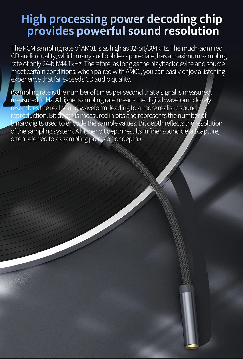 KZ AM01 Type-C to 3.5mm Audio Adapter 32bit/384kHz Hi-Fi DAC + IC Amplifier Dual Chip Earphone Audio Cable