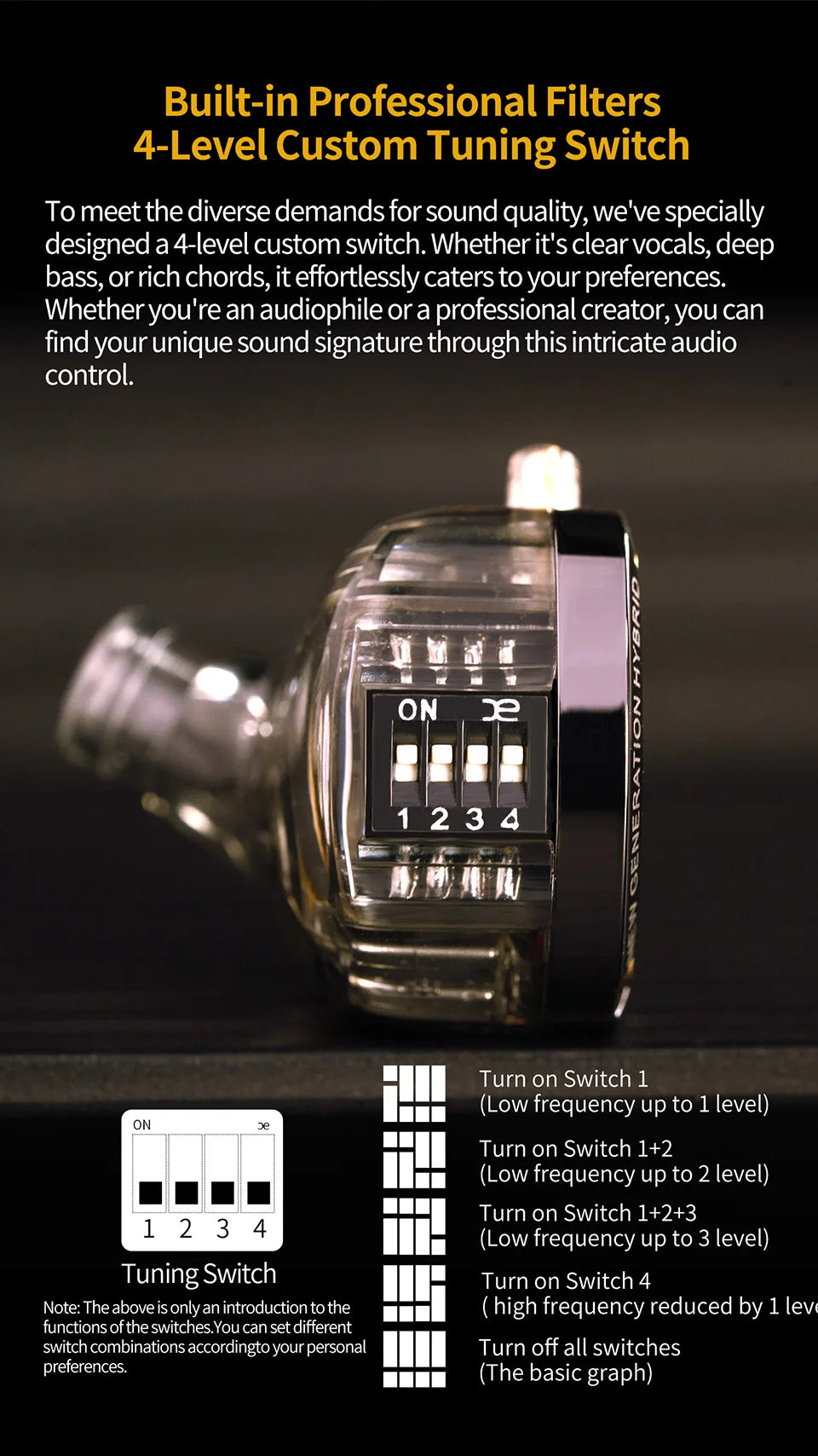 KZ ZS10 Pro 2 Metal Earphone HIFI In Ear Bass Earbud 4-Level Tuning Switch Headphone Sport Monitor Sound Noise Reduction Headset