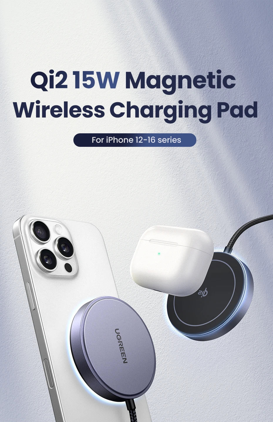 UGREEN Qi2 15W Magnetic Wireless Charger For iPhone 16 15 pro max Magnet Induction Charger for Macsafe Wireless Charging Pad