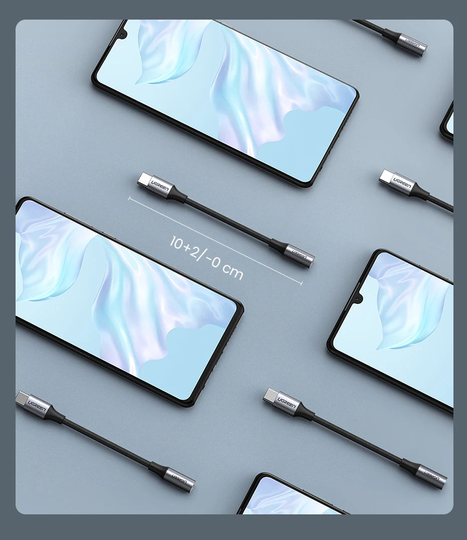 UGREEN USB Type C to 3.5mm Earphone USB C Cable USB C to 3.5 Headphone Adapter Audio Cable For Xiaomi Mi10 HUAWEI P30 Oneplus 9