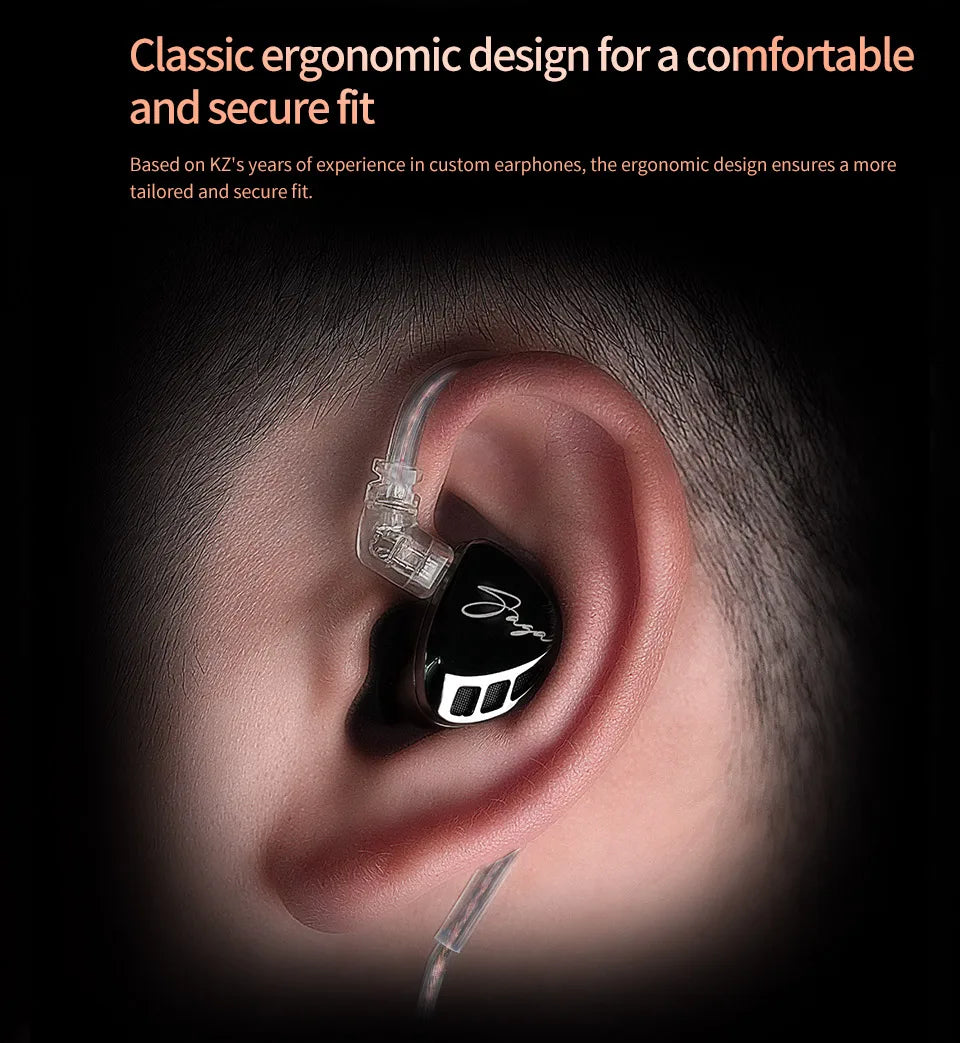 KZ Saga Wired Earphones Stage Live Monitor Sport Headphones HiFi Stereo Bass Fever Music Metal Earbuds Gaming Headset