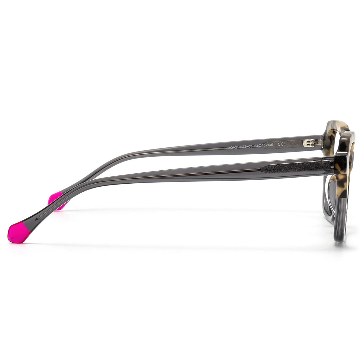 Lyra Square Acetate Frame – Cream Tortoise / Grey – angled view | Frames & Sunnies Ghana