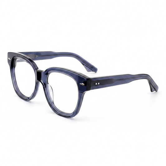 Blue eyeglasses on a white background