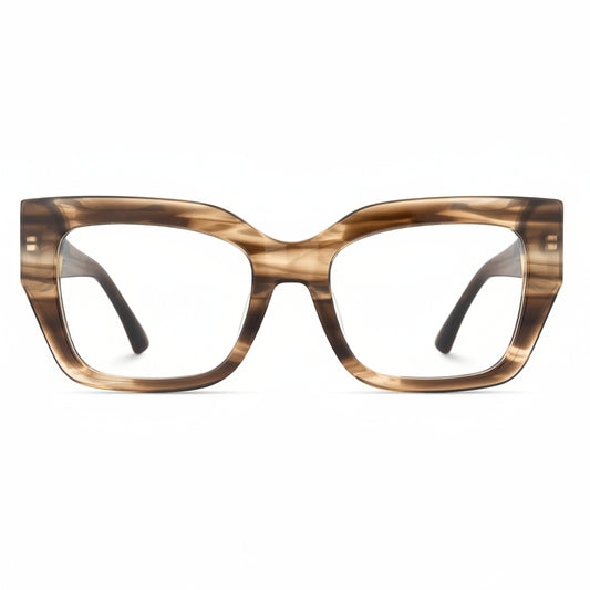 Brown cat-eye glasses on a white background