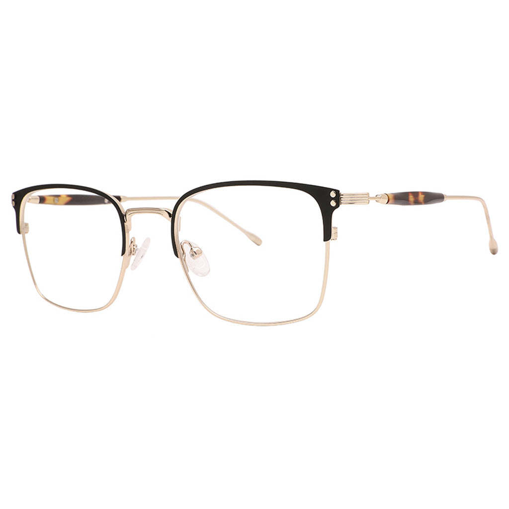 Abel Rectangle Metal Frame in Matte Black / Shiny Light Gold – side view – optical frame | Urban Cart Ghana