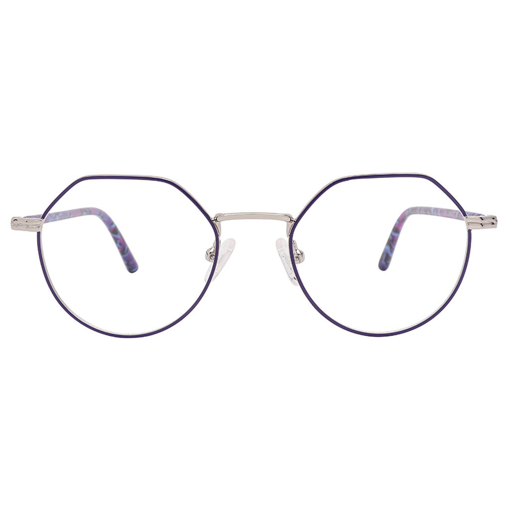 Selma Round Metal Frame in Matte Purple / Shiny Silver – front view – optical frame | Urban Cart Ghana