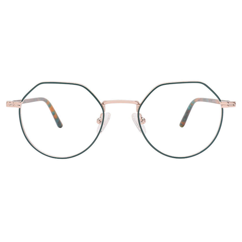 Selma Round Metal Frame in Matte Teal / Light Rose Gold – front view – optical frame | Urban Cart Ghana