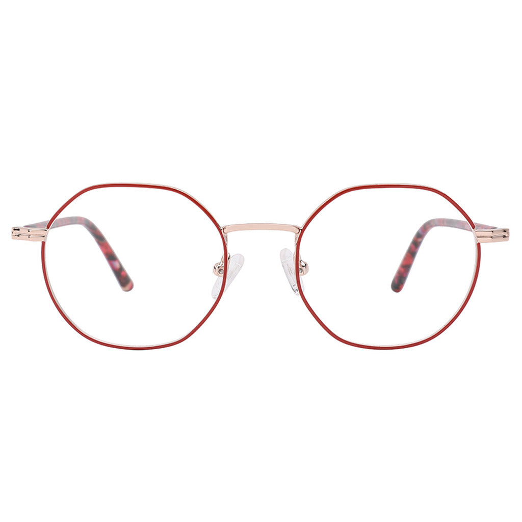 Paige Round Metal Frame in Matte Red / Shiny Rose Gold – front view – optical frame | Urban Cart Ghana