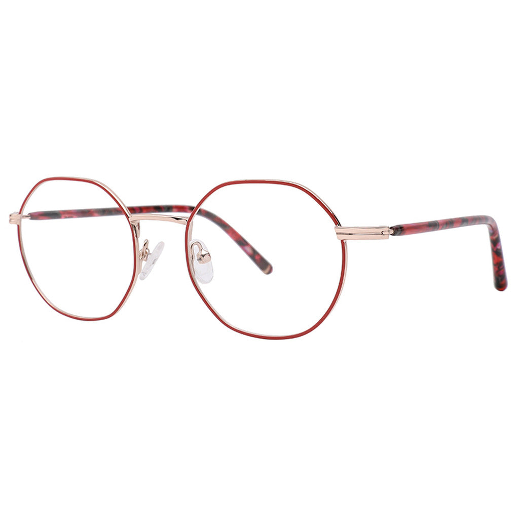 Paige Round Metal Frame in Matte Red / Shiny Rose Gold – side view – optical frame | Urban Cart Ghana