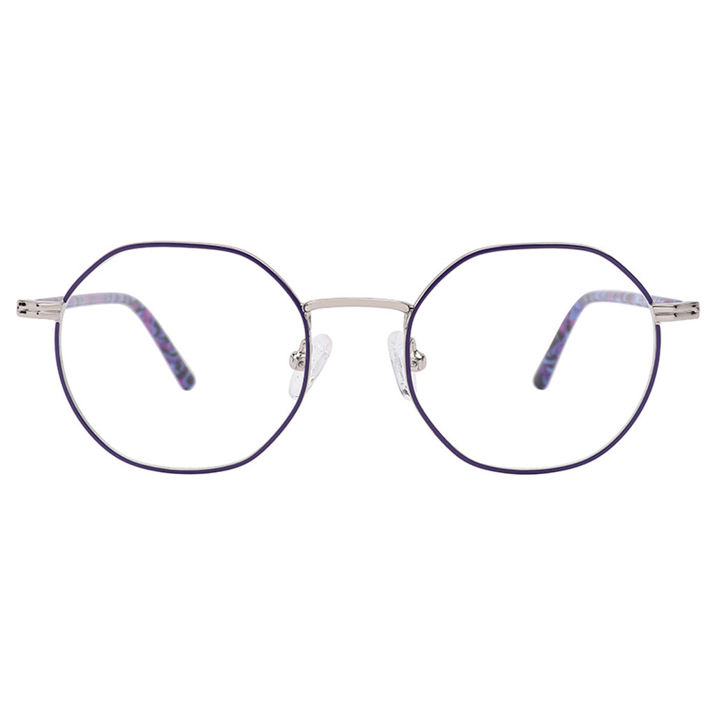Paige Round Metal Frame in Matte Purple / Shiny Silver – front view – optical frame | Urban Cart Ghana