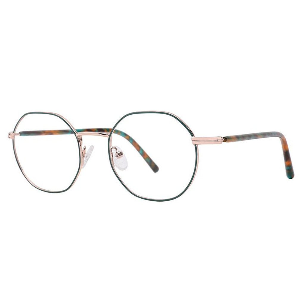 Paige Round Metal Frame in Matte Teal / Light Rose Gold – front view – optical frame | Urban Cart Ghana