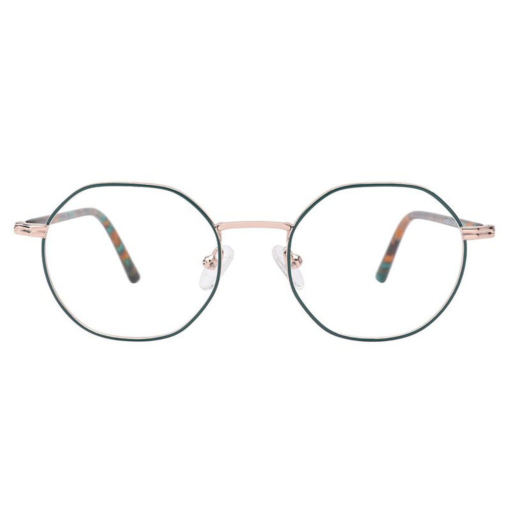 Paige Round Metal Frame in Matte Teal / Light Rose Gold – side view – optical frame | Urban Cart Ghana