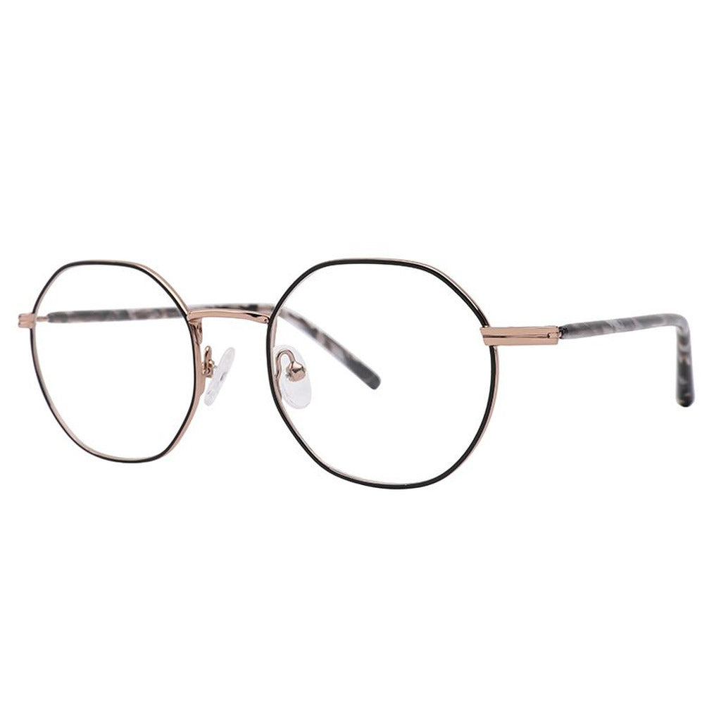Paige Round Metal Frame in Matte Black / Shiny Light Brown – front view – optical frame | Urban Cart Ghana