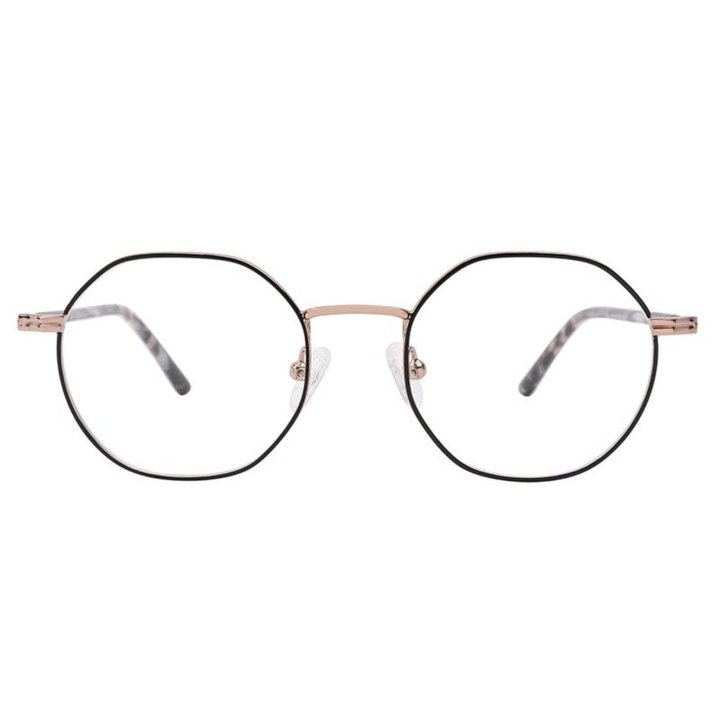 Paige Round Metal Frame in Matte Black / Shiny Light Brown – side view – optical frame | Urban Cart Ghana