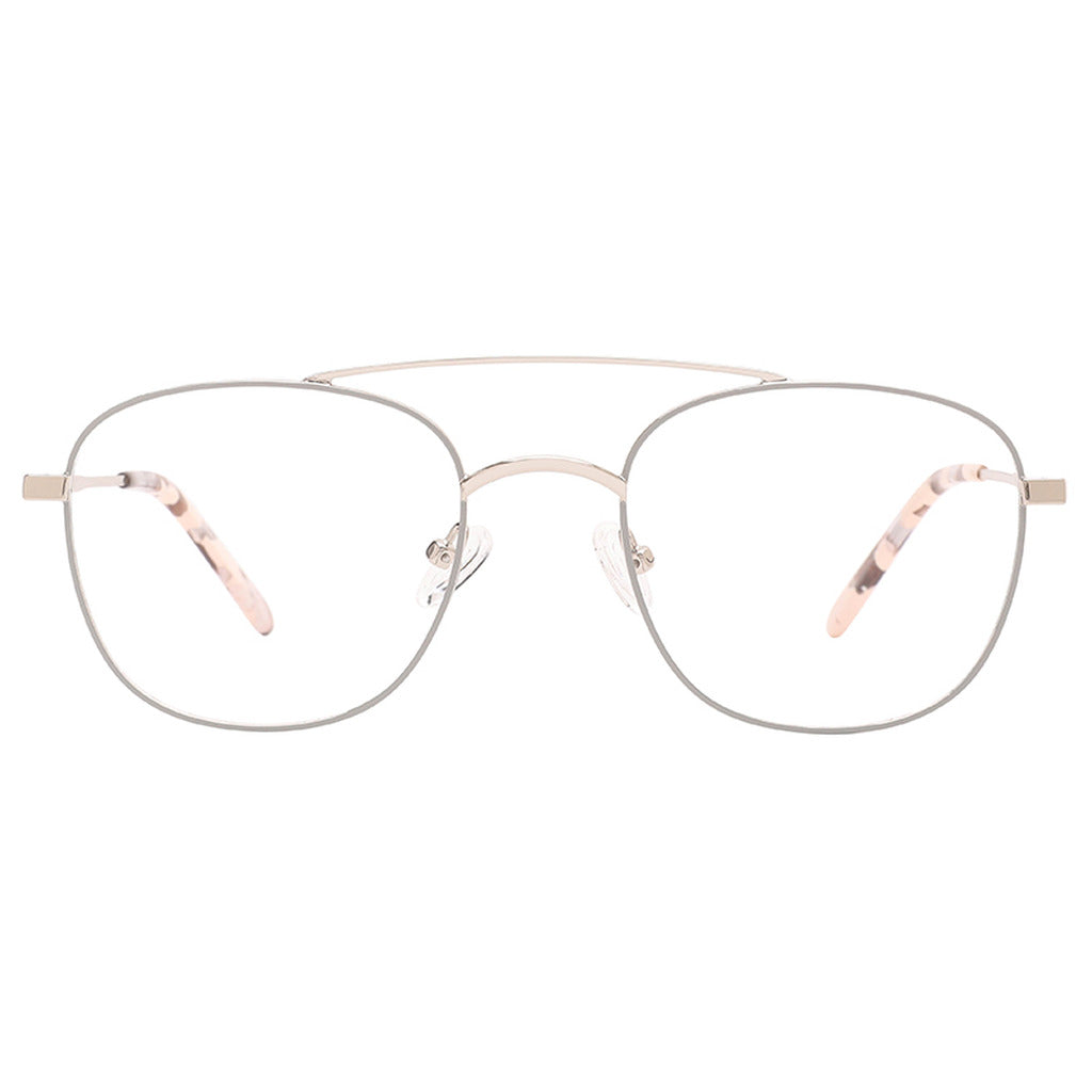 Rosa Geometric Metal Frame in Shiny Silver / Shiny Grey White – front view – optical frame | Urban Cart Ghana