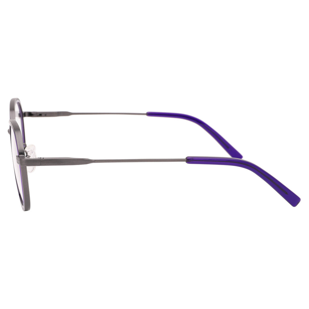 Rhea Round Metal Frame in Matte Black / Red Crystal – temple detail – optical frame | Urban Cart Ghana
