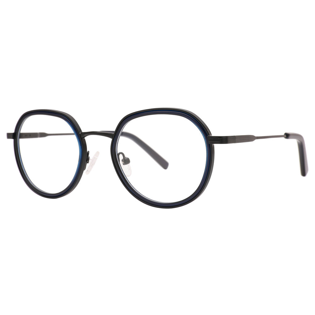 Rhea Round Metal Frame in Matte Black / Blue Crystal – side view – optical frame | Urban Cart Ghana