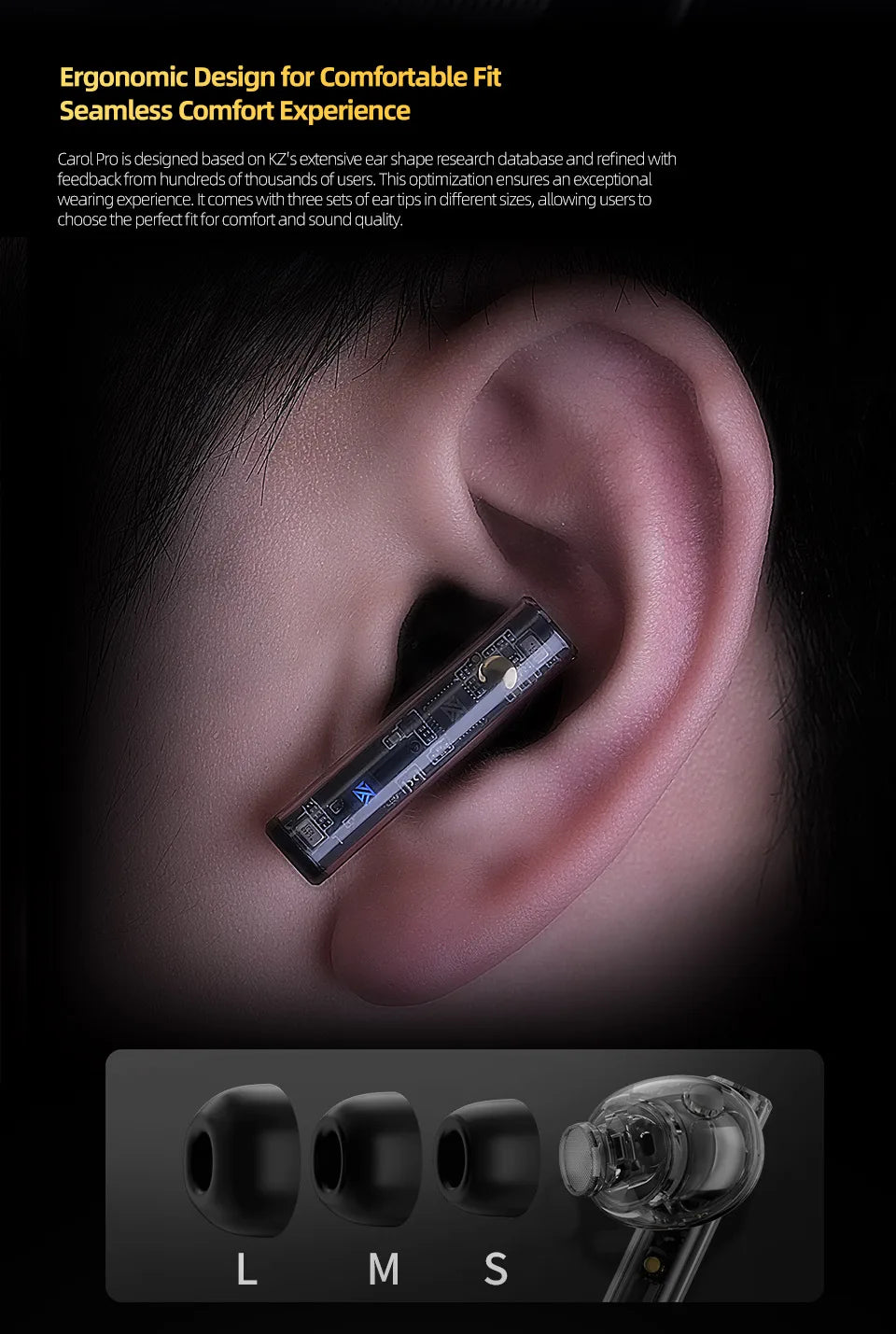 KZ Carol Pro TWS Bluetooth 5.4 Earphone 6 MIC Active Noise Canceling True Wireless waterproof in-Ear Earbud
