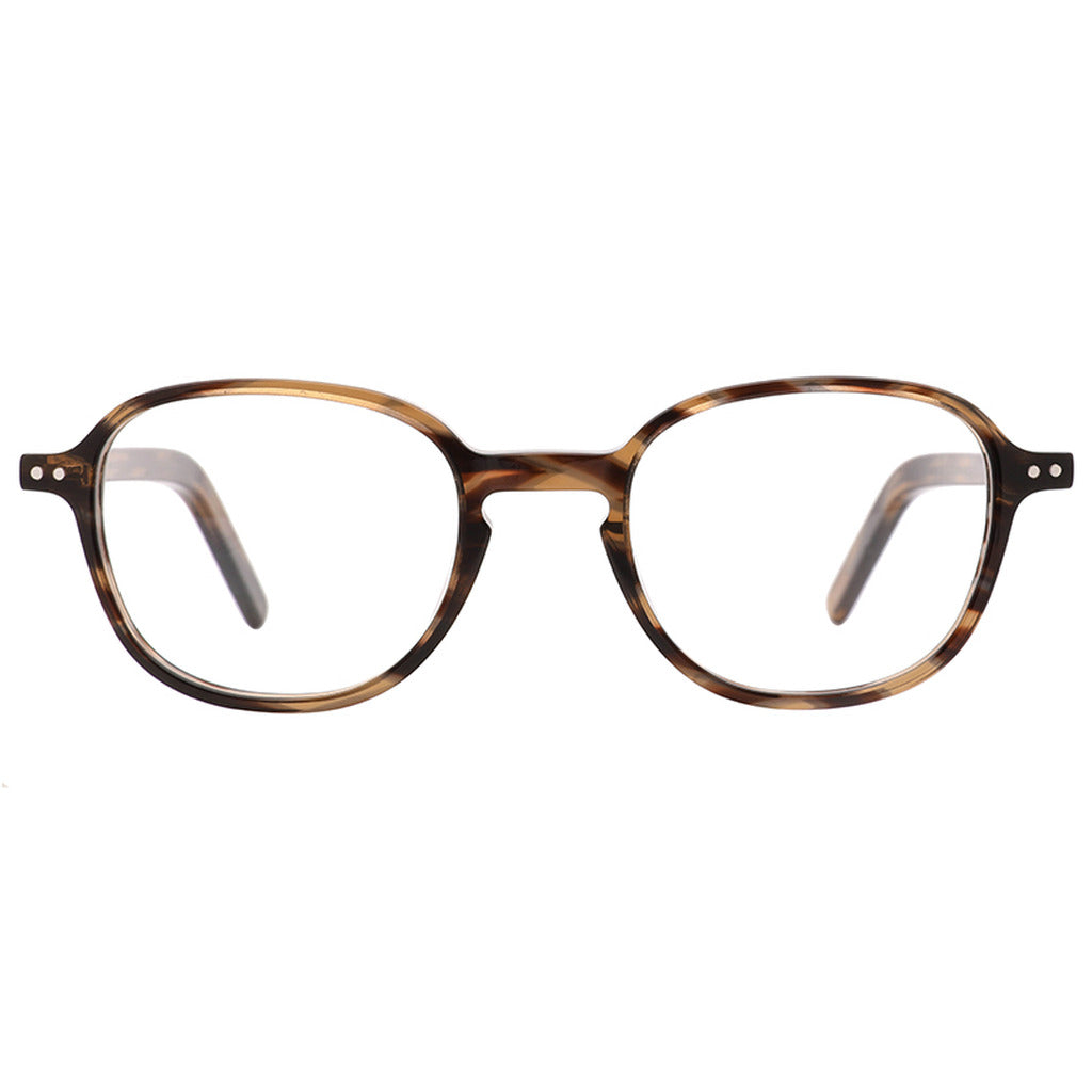 Delia Round Acetate Frame in Brown Yellow Stripe – front view – optical frame | Urban Cart Ghana