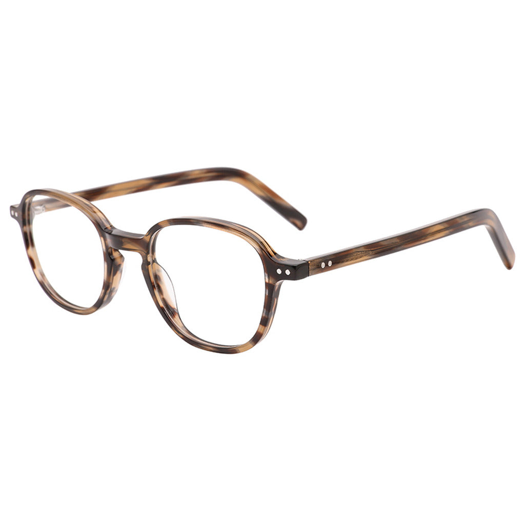 Delia Round Acetate Frame in Brown Yellow Stripe – side view – optical frame | Urban Cart Ghana