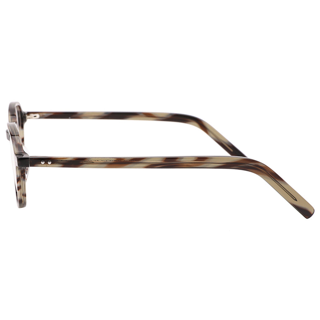 Delia Round Acetate Frame in Brown Yellow Stripe – temple detail – optical frame | Urban Cart Ghana