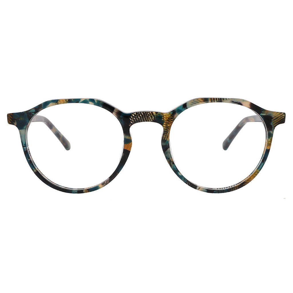 Farah Round Acetate Frame in Green Tortoise – front view – optical frame | Urban Cart Ghana
