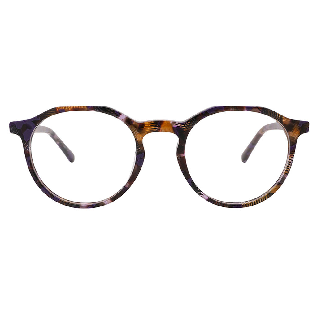 Farah Round Acetate Frame in Purple Tortoise – front view – optical frame | Urban Cart Ghana