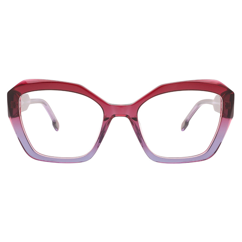 Fiona Rectangle Acetate Frame in Crystal Dark Red / Gradient Dark Purple – front view – optical frame | Urban Cart Ghana
