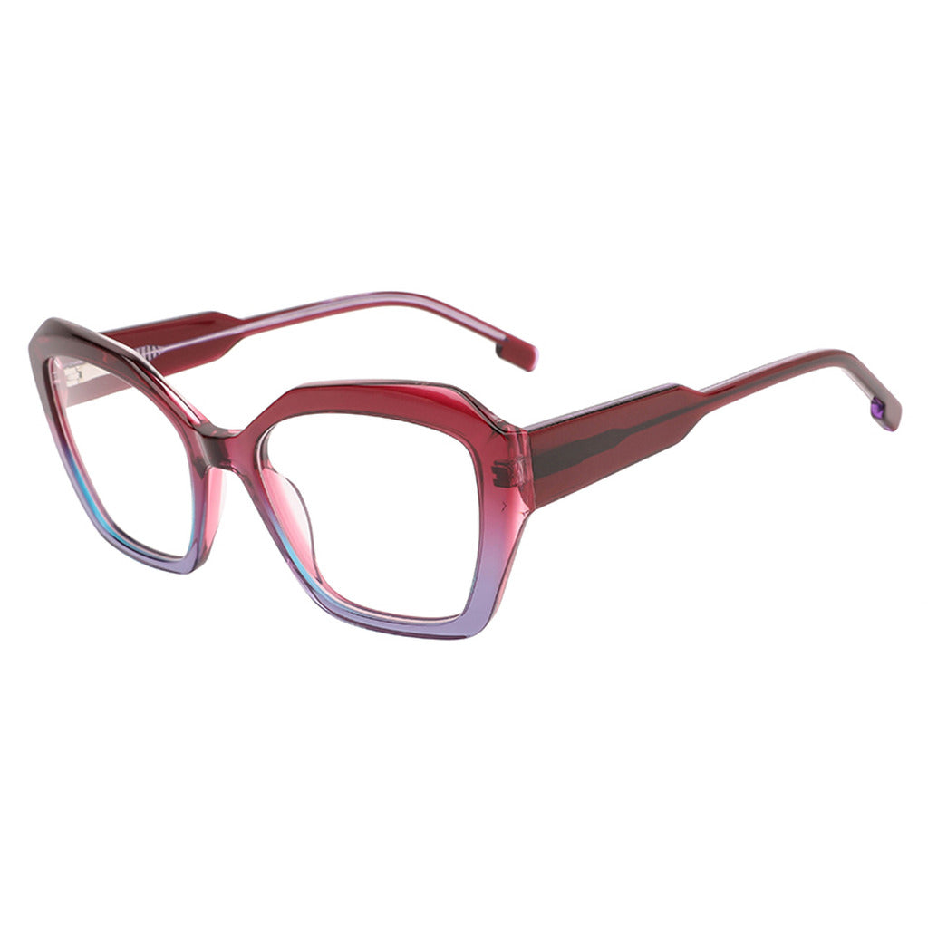 Fiona Rectangle Acetate Frame in Crystal Dark Red / Gradient Dark Purple – side view – optical frame | Urban Cart Ghana