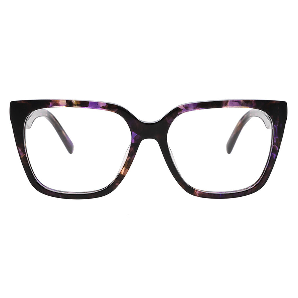 Esme Geometric Acetate Frame in Purple Pattern – front view – optical frame | Urban Cart Ghana