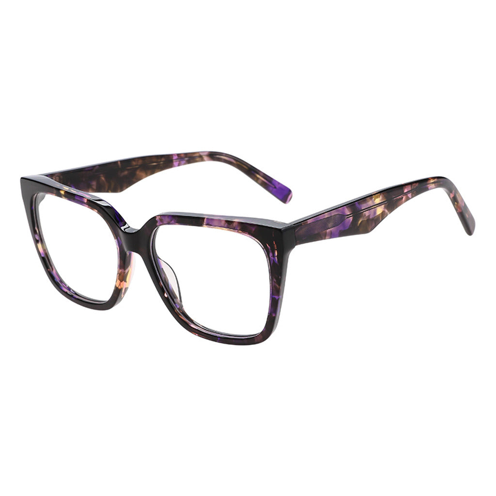 Esme Geometric Acetate Frame in Purple Pattern – side view – optical frame | Urban Cart Ghana