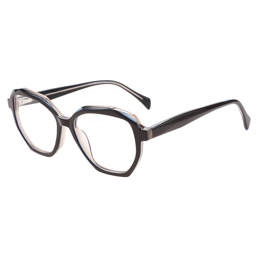 Kaia Geometric Acetate Frame in Coffee / Crystal Blue – side view – optical frame | Urban Cart Ghana