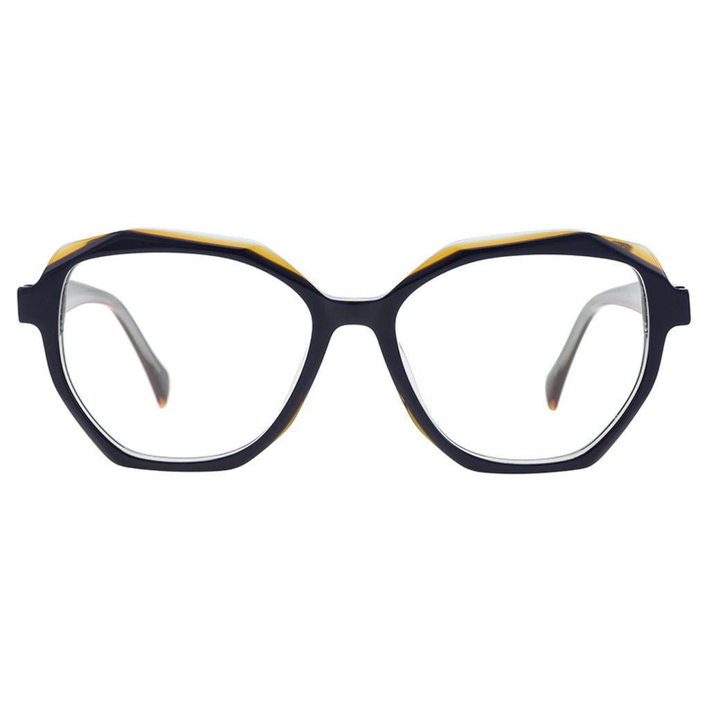 Kaia Geometric Acetate Frame in Blue / Yellow Crystal – front view – optical frame | Urban Cart Ghana